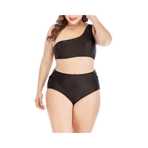 High waist plus size two piece bikini swimsuit - Picture 7 of 9